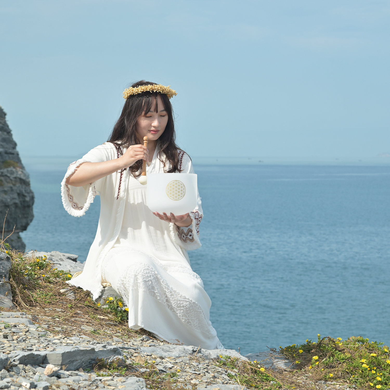 CVNC 528Hz 8インチ C音 ライフフラワーデザイン チャクラフロスト