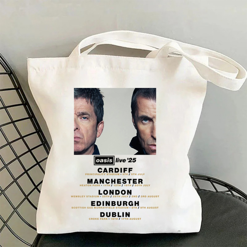 The Oasis Live 25 Tour 2025 Merch Canvas Bag Shopping Canvas