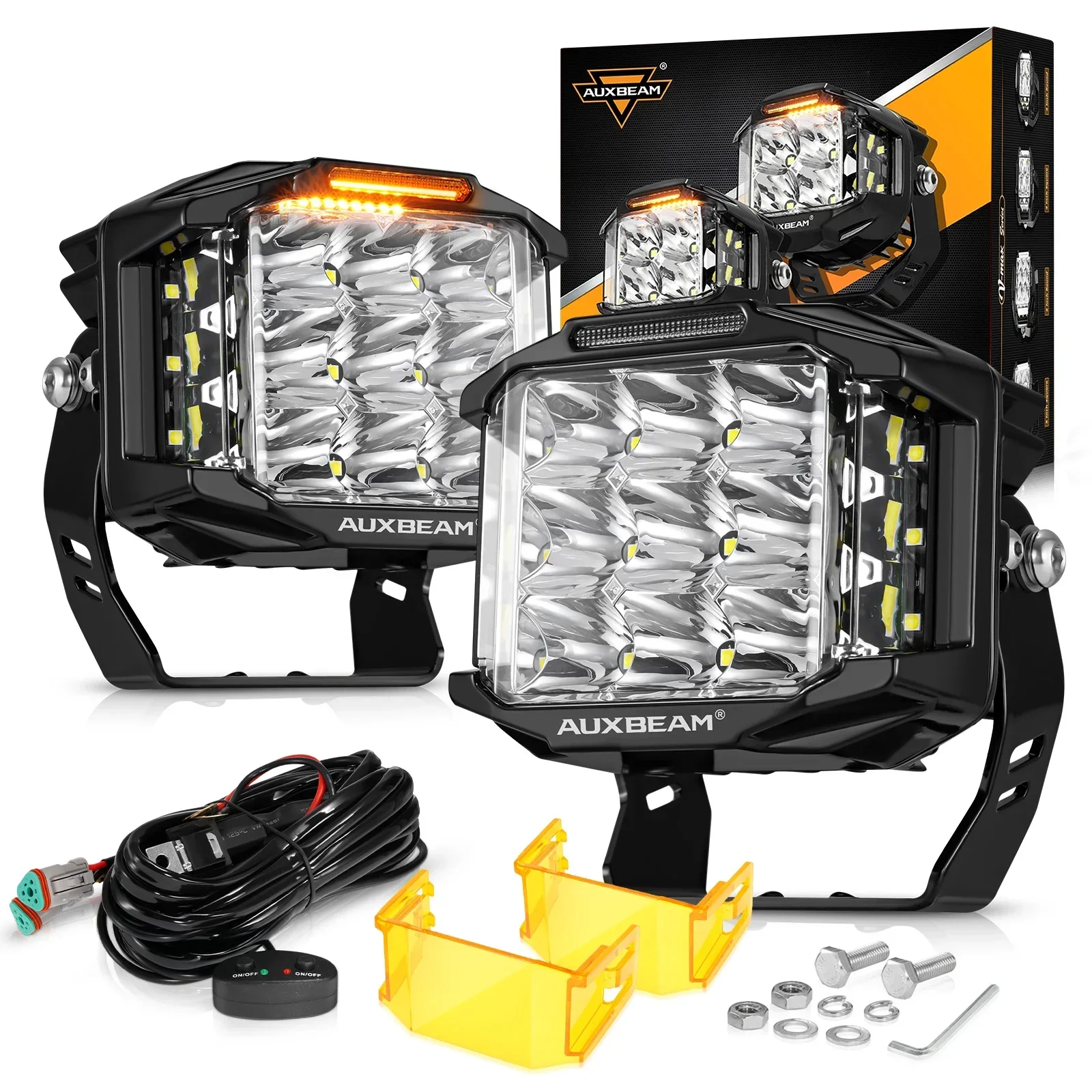 AUXBEAM V-MAX SERIES 4/5/7 inch LED Work Light with Amber Shell