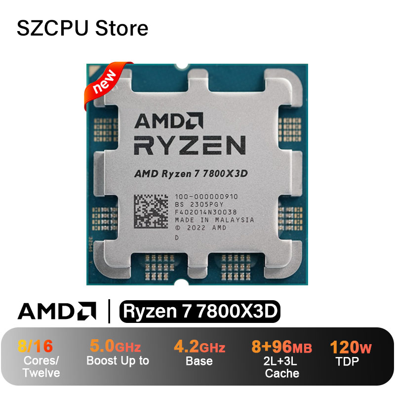 AMD Ryzen 7 7800X3D CPU、R7 7800X3D、5.0GHz、8コア、16スレッド