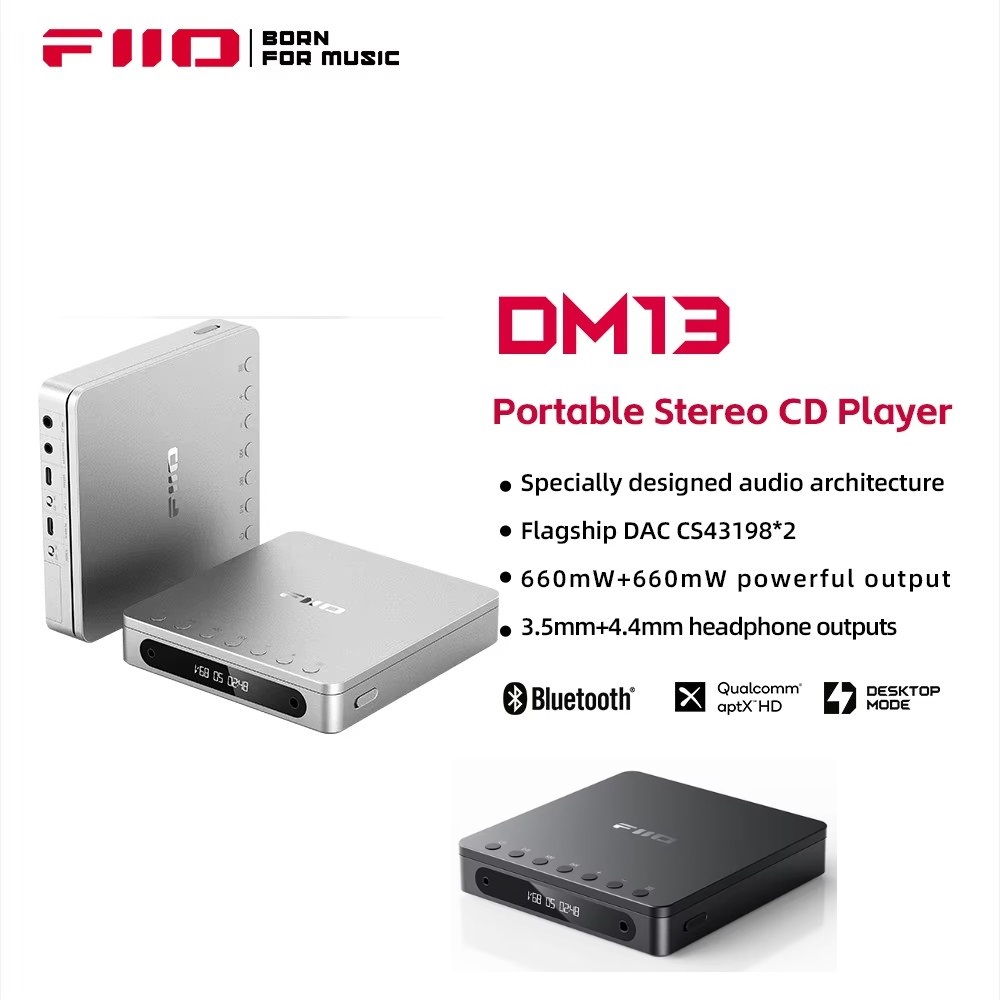 FiiO DM13 ポータブル CD プレーヤー Bluetooth HiFi プレーヤー 4.4