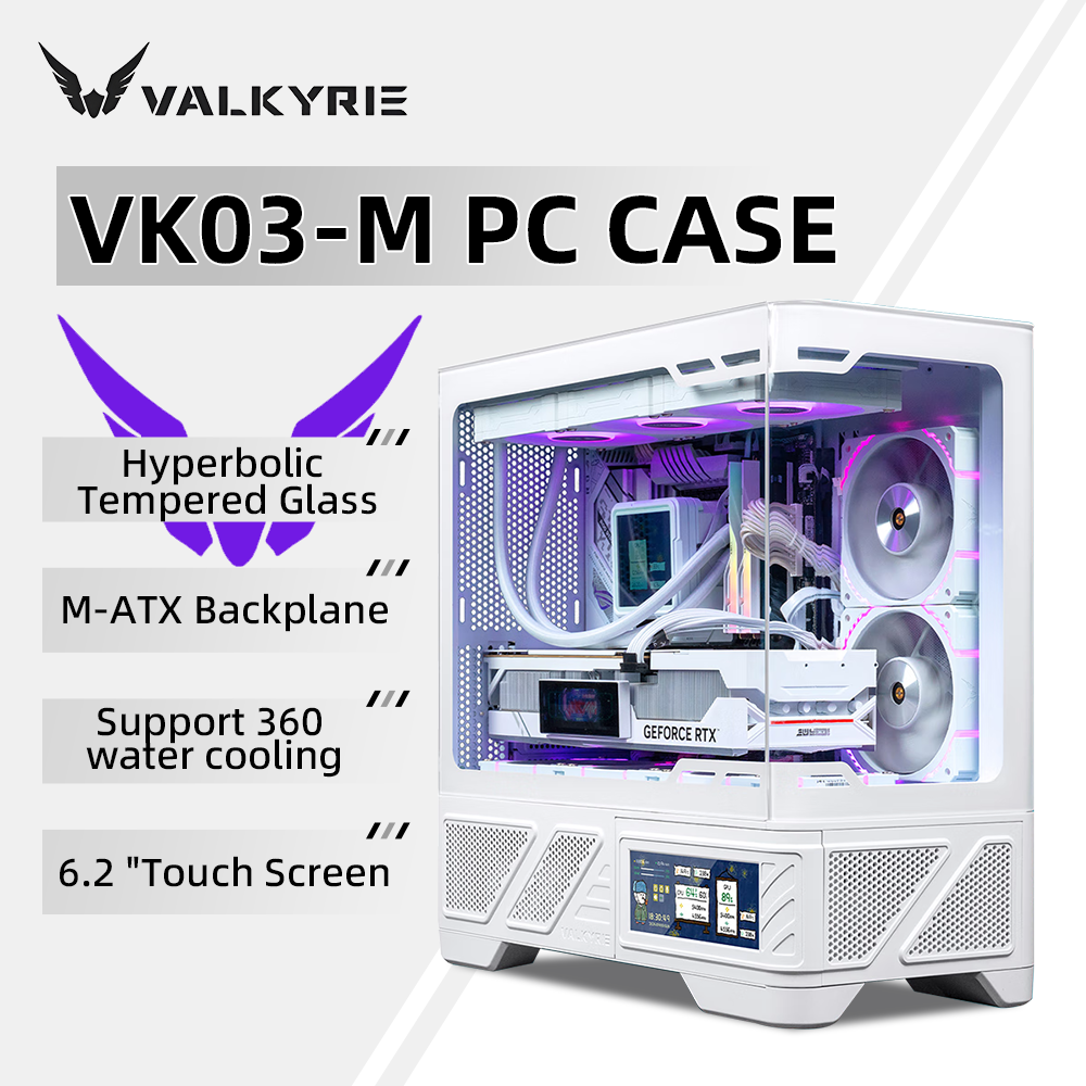 VALKYRIE M-ATX PC Case Gaming Desktop Case VK03-M LCD Supports 360