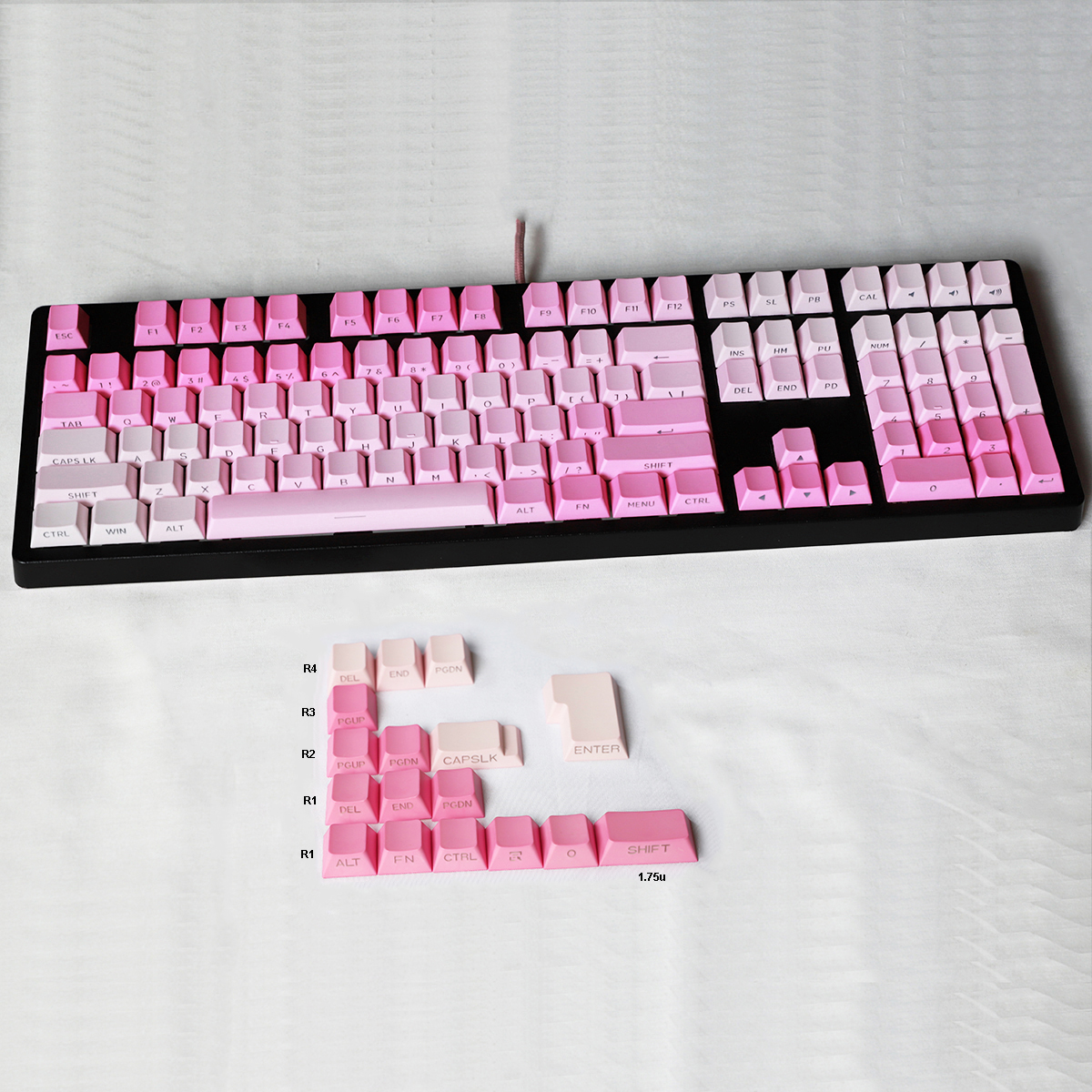 メカニカルキーボード用ピンクのキーキャップ,バックライト付きの