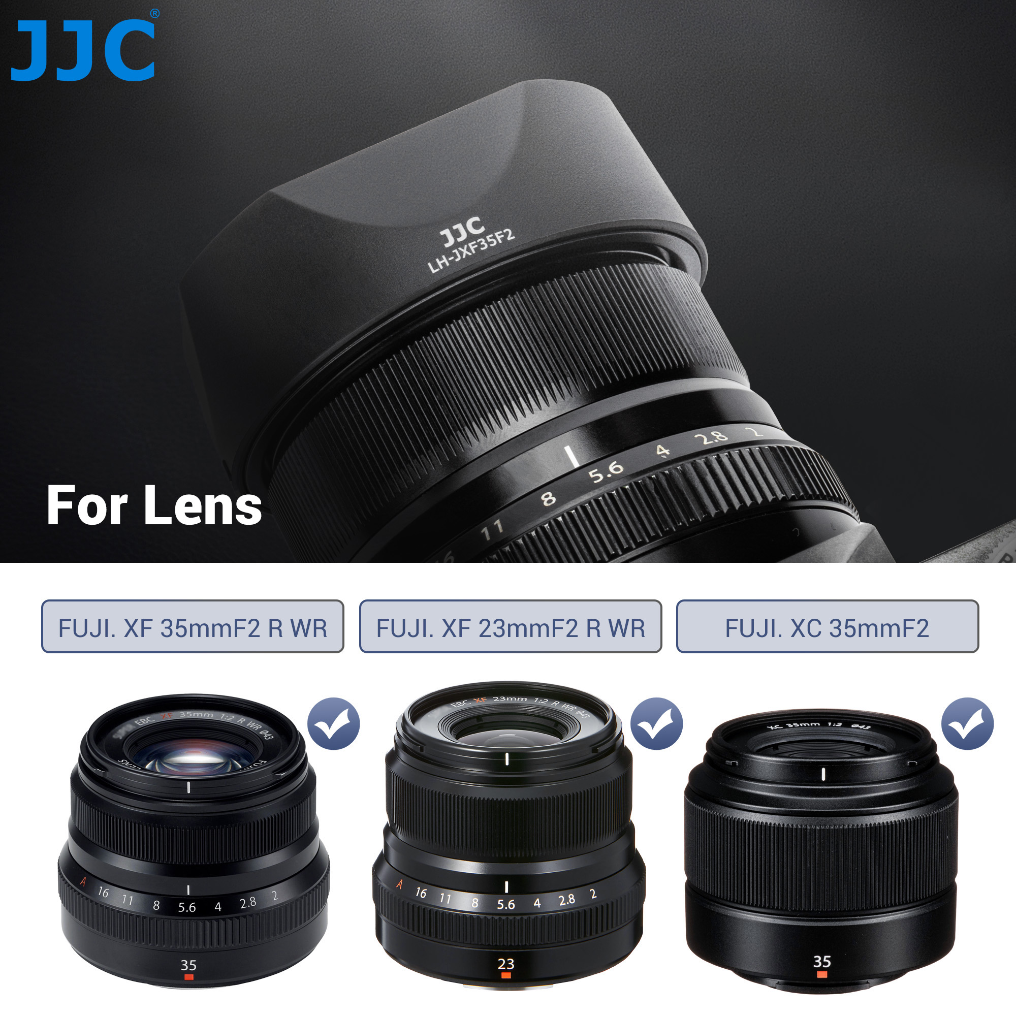 JJC スクエアレンズフード富士フイルム XC 35mmF2 XF 23mmF2 R WR XF