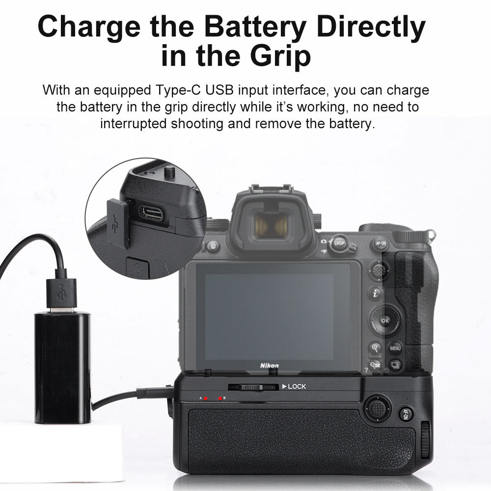 MB-N11 バッテリーグリップ Nikon Z6II Z7II カメラ用、EN-EL15 充電式