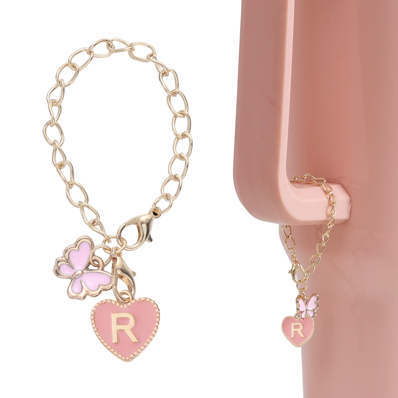 スタンレーカップアクセサリー A-Z 26文字チャーム ピンクハート