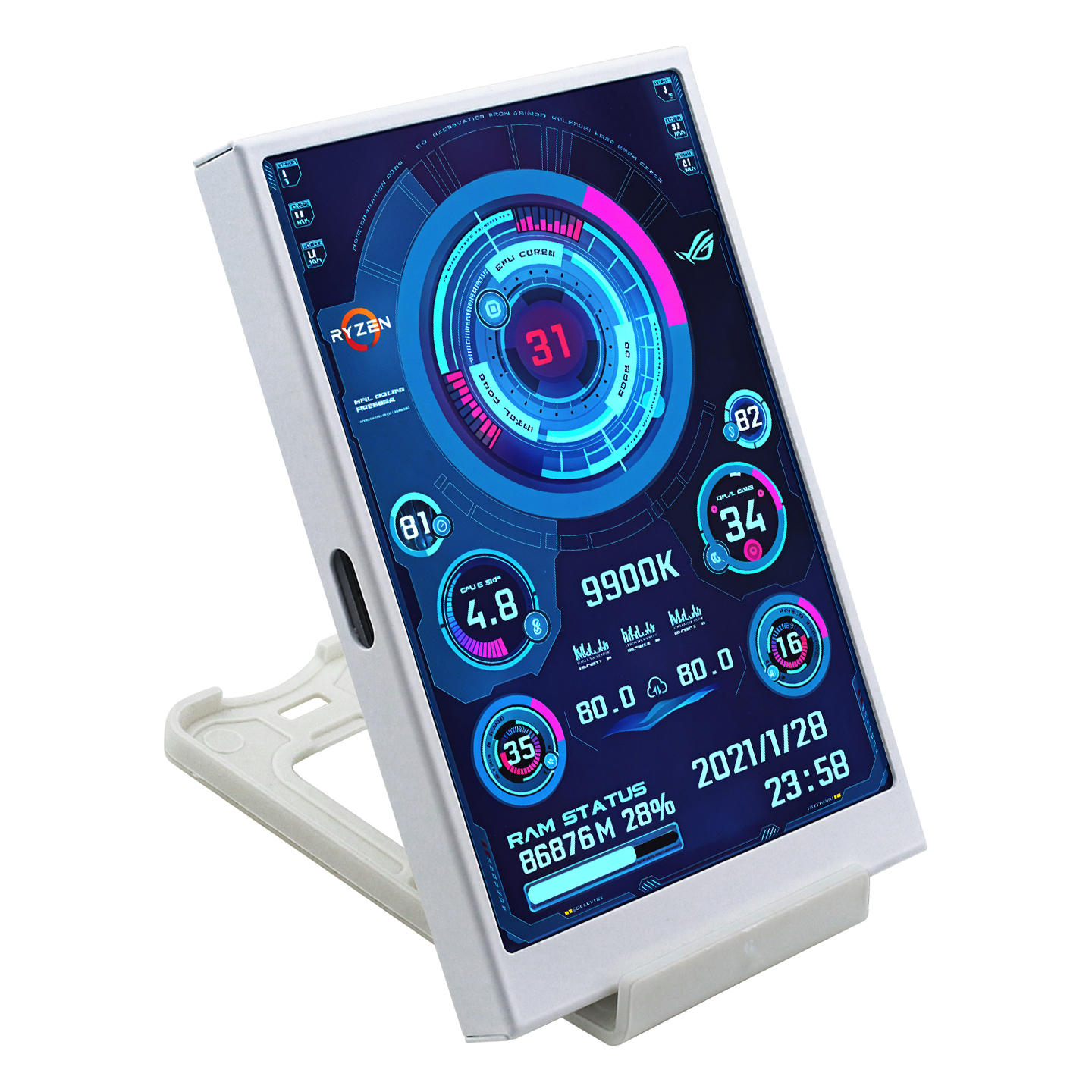 TURZX 3.5 / 5 インチ IPS USB セカンダリスクリーンコンピュータ CPU