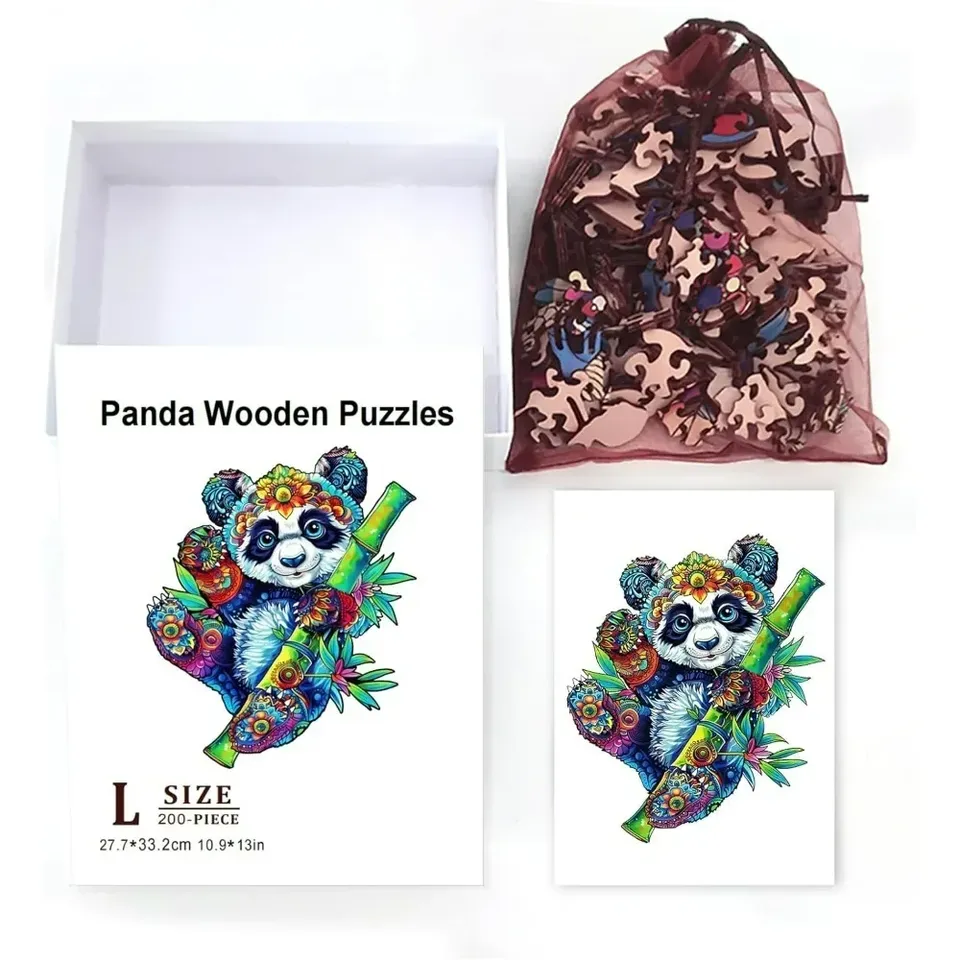 200Pcs Panda Wooden Jigsaw Puzzles for Adults Child 13x10.9inch