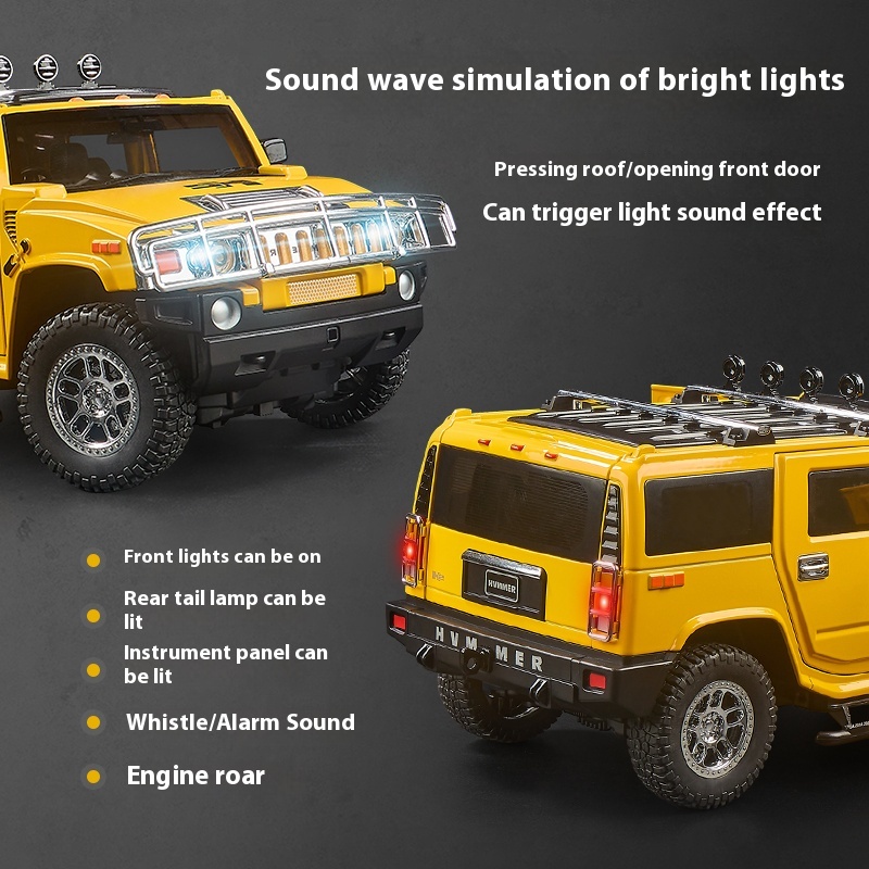 1:18 Hummer H2 Alloy Off Road Car Diecast Metal Model Sound And