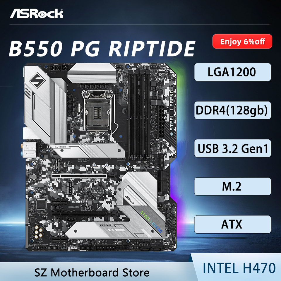 ASROCK H470 Steel Legend placa mãe LGA1200 CPU Support i5 10400 i5