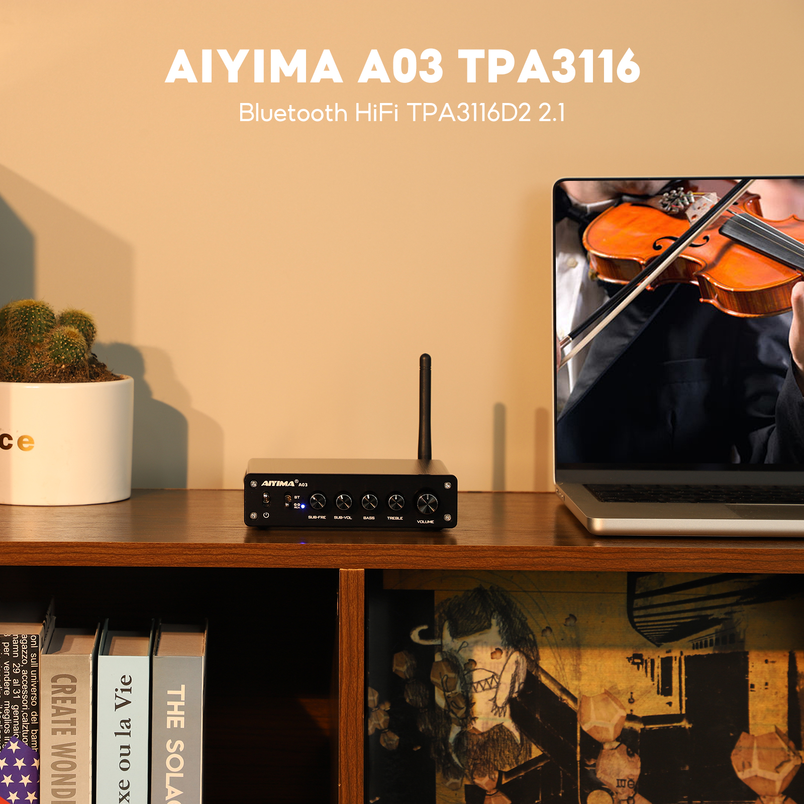 AIYIMA A03 TPA3116 Amplificador Subwoofer Audio Bluetooth Sound