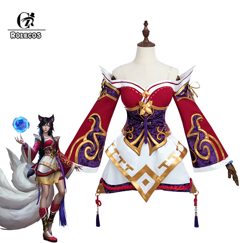 ROLECOS Game LOL Nine-tailed Fox Ahri Cosplay Costume Ahri Cosplay