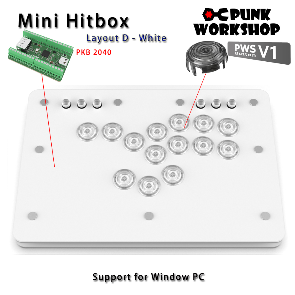 Punk Workshop Leverless Mini HitBox Layout D SOCD Fighting Stick