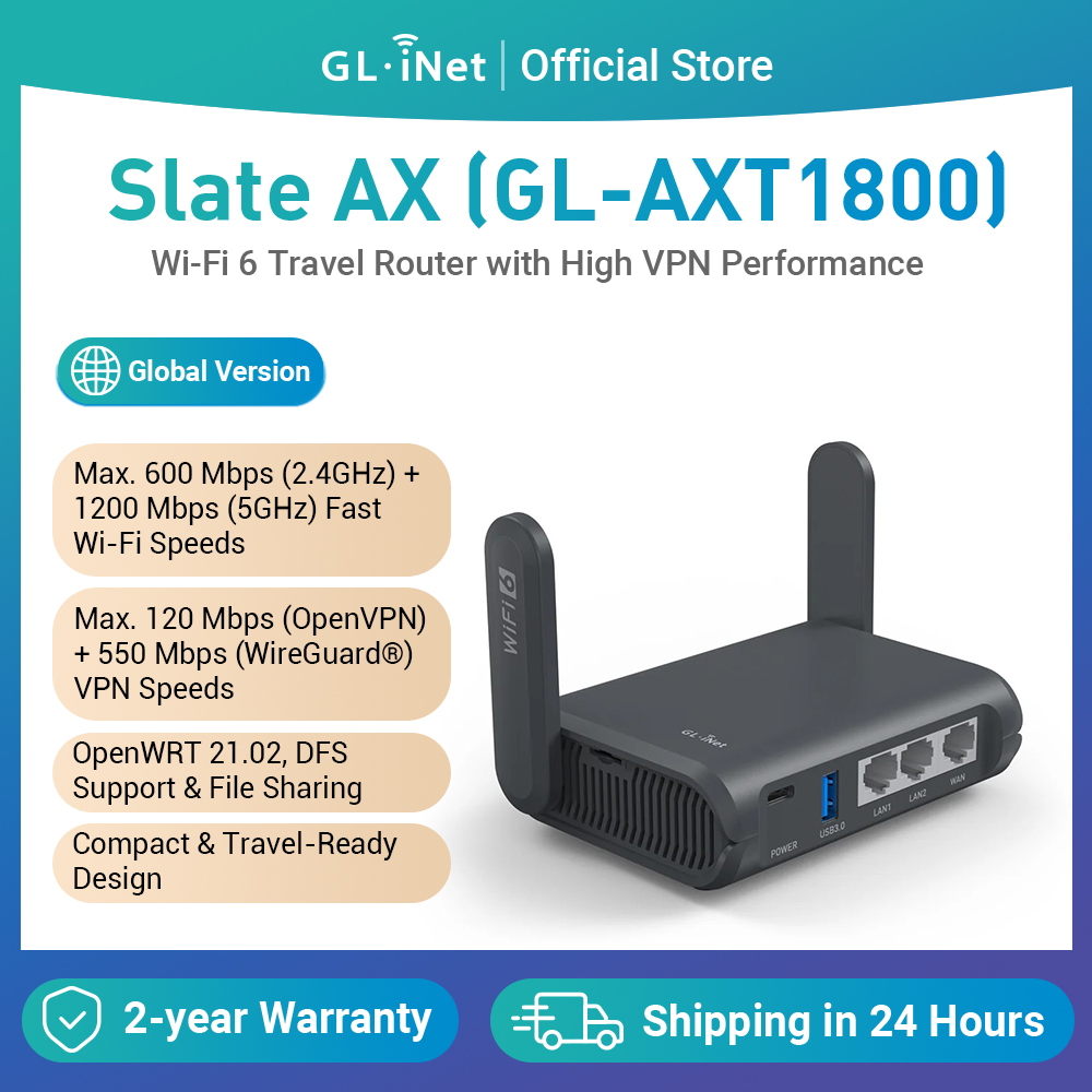 GL.iNet GL-AXT1800 (Slate AX) Wi-Fi 6 Gigabit Travel Router