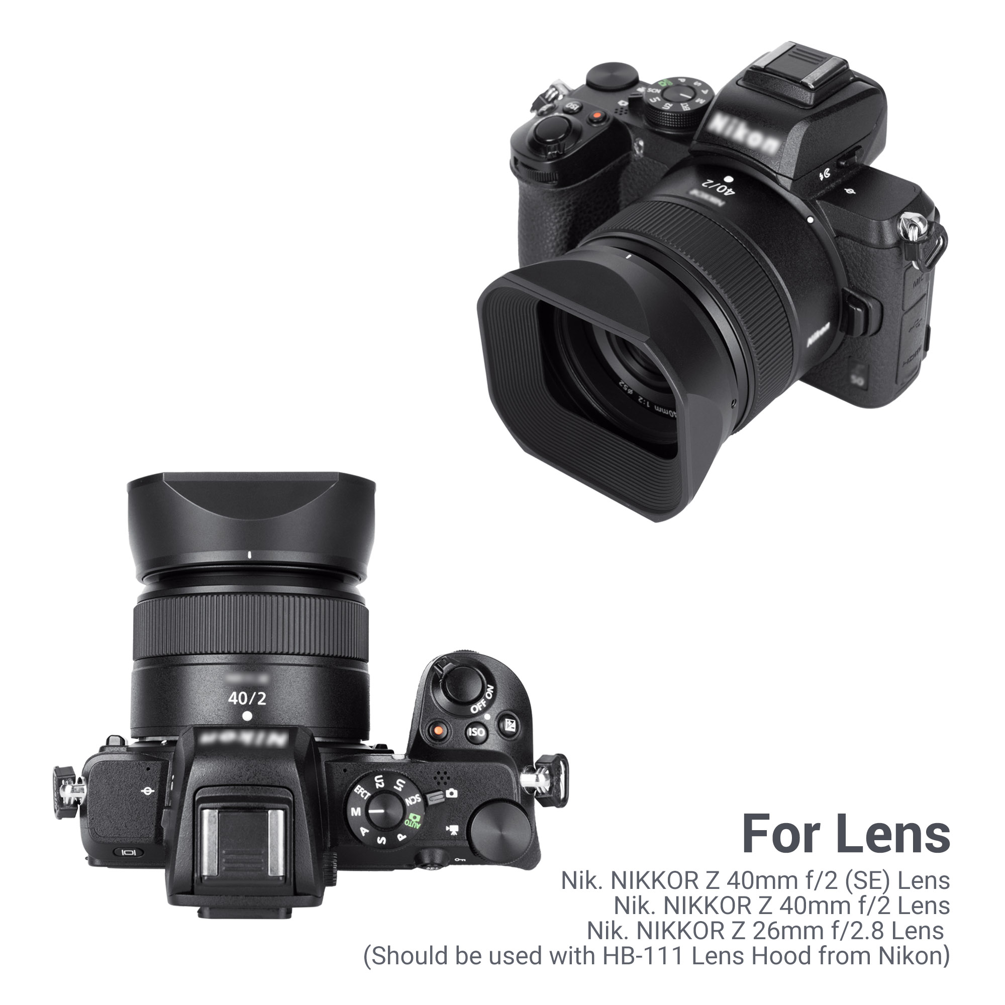 JJC スクエアレンズフード Nikon Z 40mm f/2 (SE) Nikon NIKKOR Z