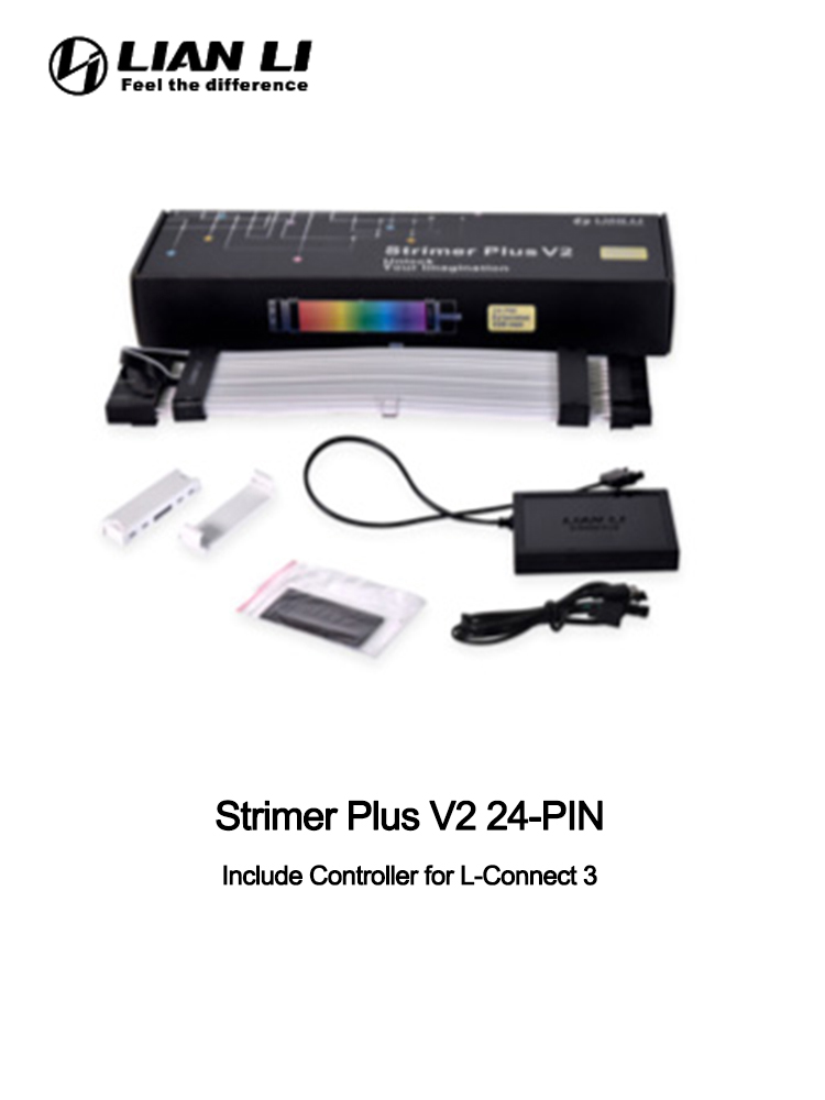 Lian Li Strimer Plus V2 RGB PSU Extension Cable ATX 24Pin GPU Dual