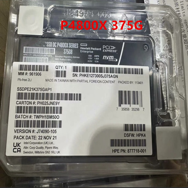 NEW Original FOR Intel Optane Ultra Long Life SSD P4800X 375G 750G