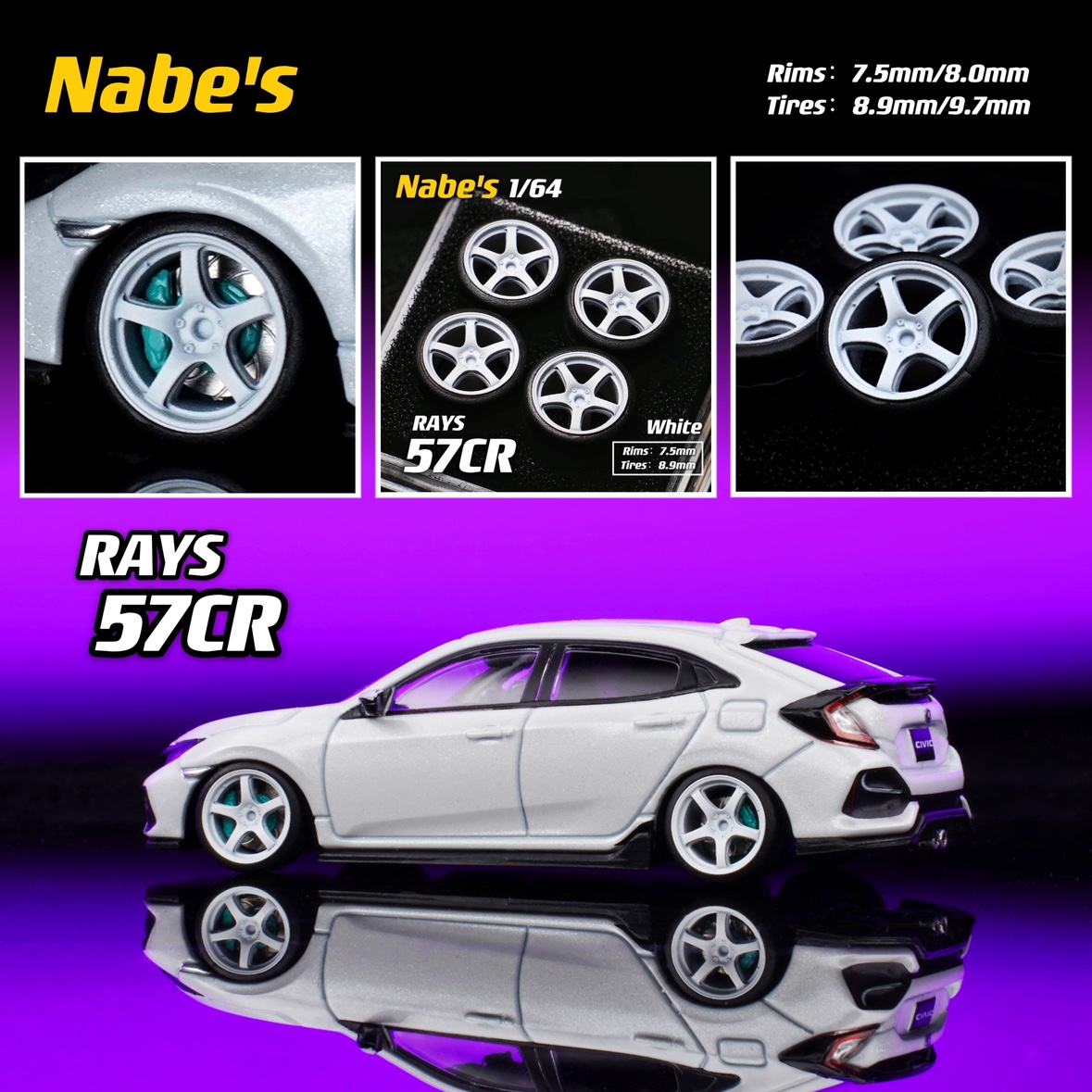 1/64 EGwheels RAYS 57cr 風 ホイールミニカートミーテック 1/64