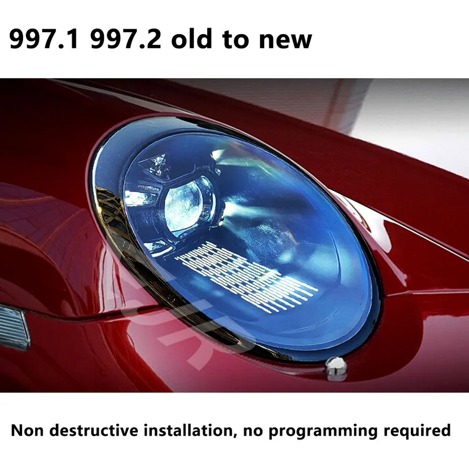 車のヘッドライトは、ポルシェ 997.1 および 997.2 にアップグレード