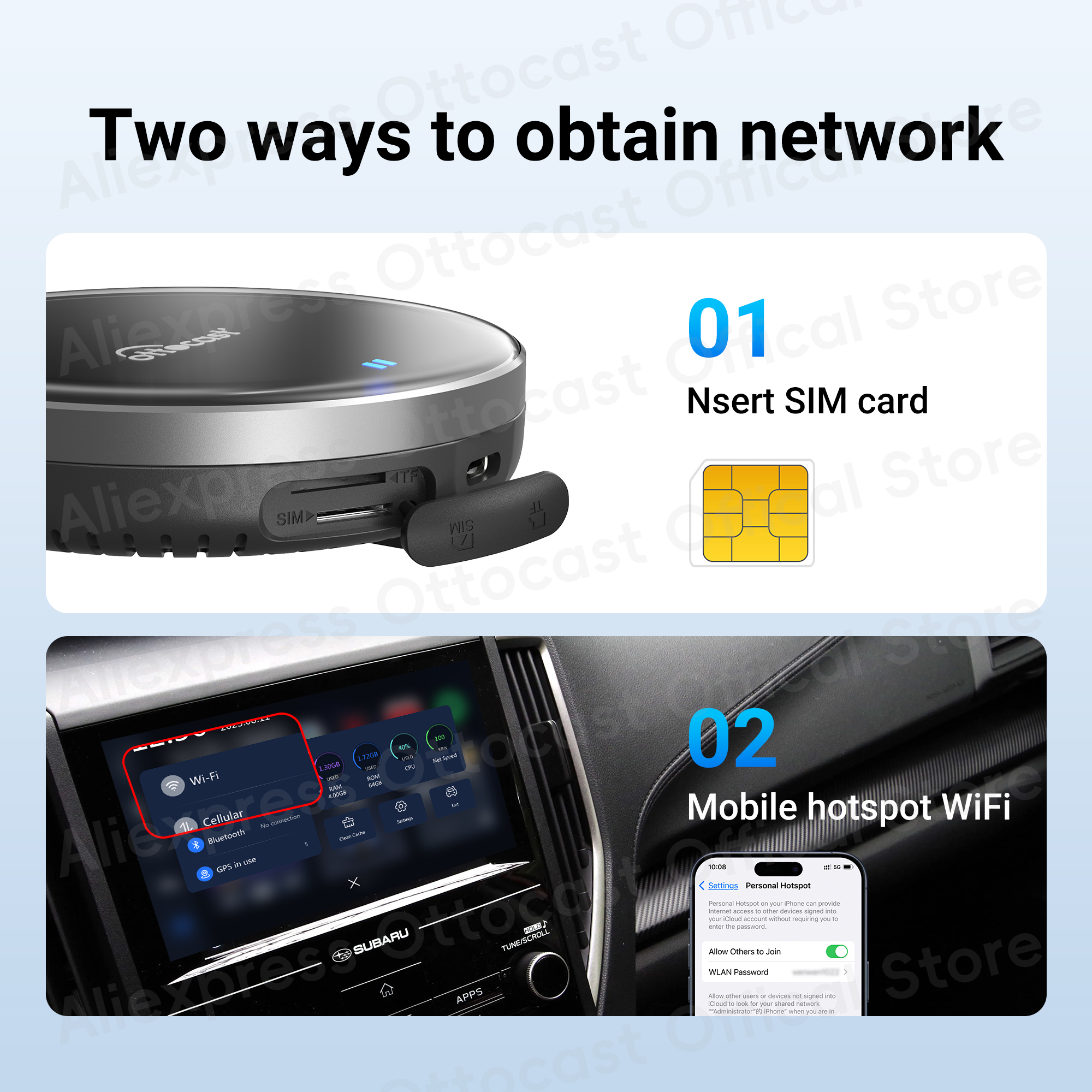 OTTOCAST OttoAiBox P3 Lite 4+64G Wireless Android AI Box CarPlay