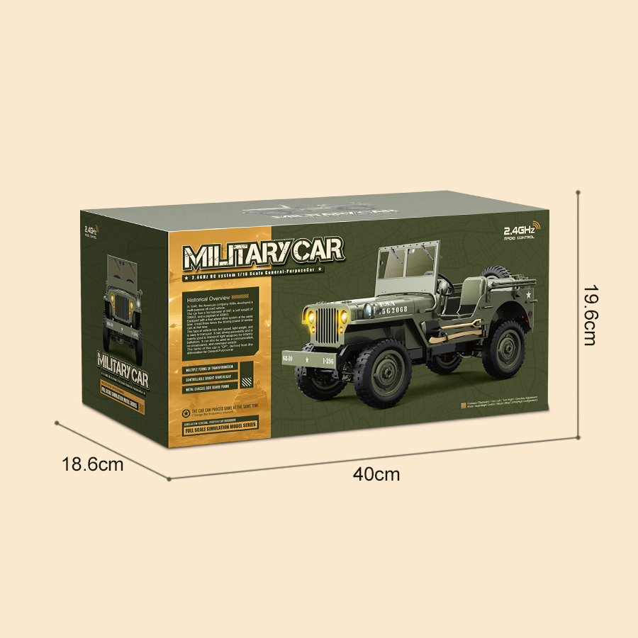 JJRC C8815 RC Car 1:10 Military Truck Willys Jeep 2.4G 4WD Remote