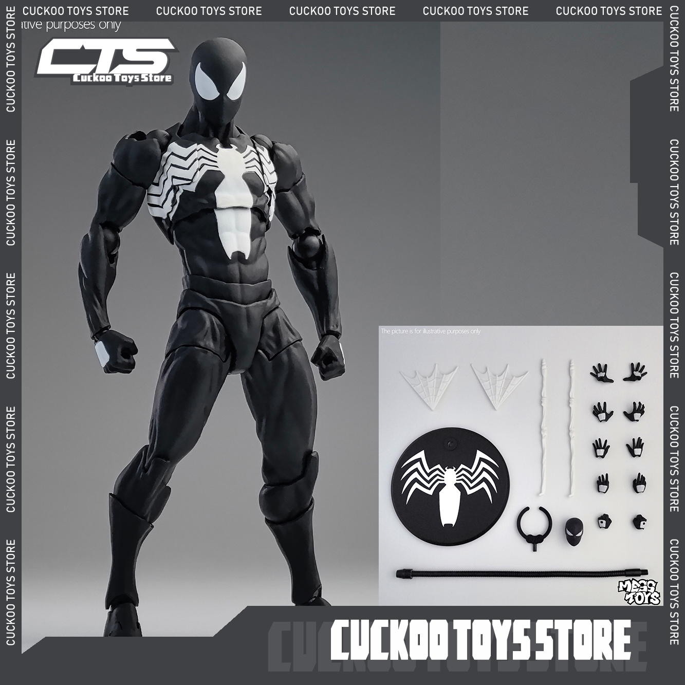 新しい MessToys スパイダーマンフィギュア CT おもちゃ黒赤