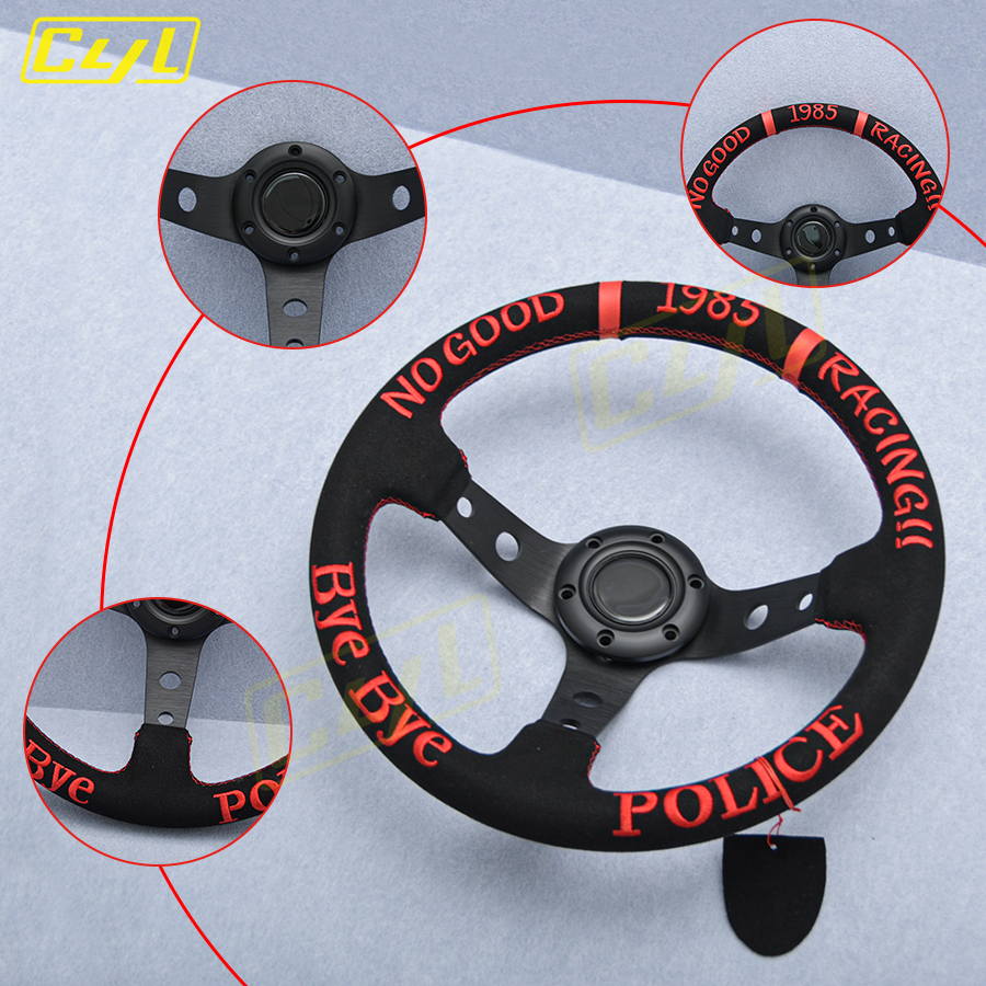 1985 NO GOOD RACING Steering Wheel 13inch Universal Suede Leather