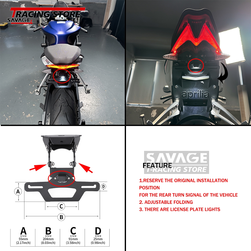 Registration Frame Bracket License Plate Holder For Aprilia RS660