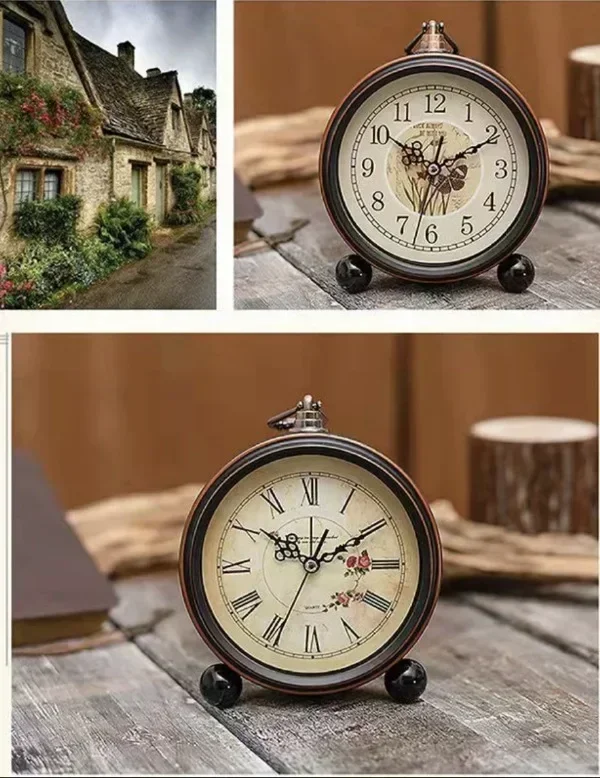 Vintage Hangable Battery Alarm Clock Metal Night Light Super