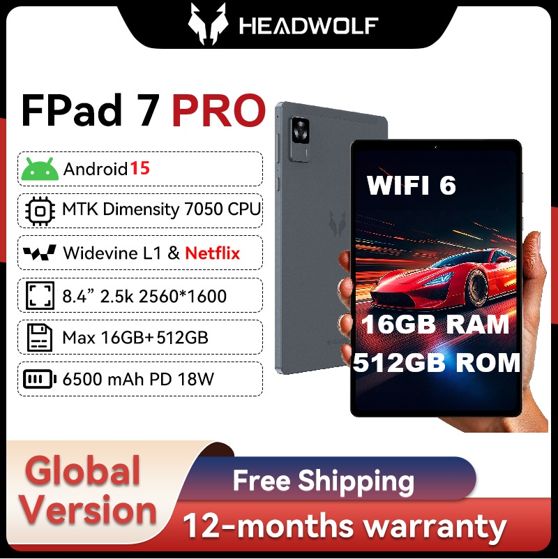 Headwolf FPad7 PRO Android 15 Tablet 8 inch 2.5K HD Max 16GB+512GB