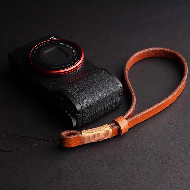 手作りレザーカメラリストハンドストラップ,ricoh gr3 gr2 canong7x用