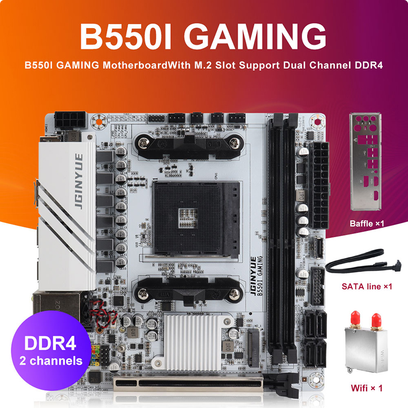 JINGYUE B550I GAMING Motherboard AM4 PCIe 4.0 Dual M.2 DDR4 Mini