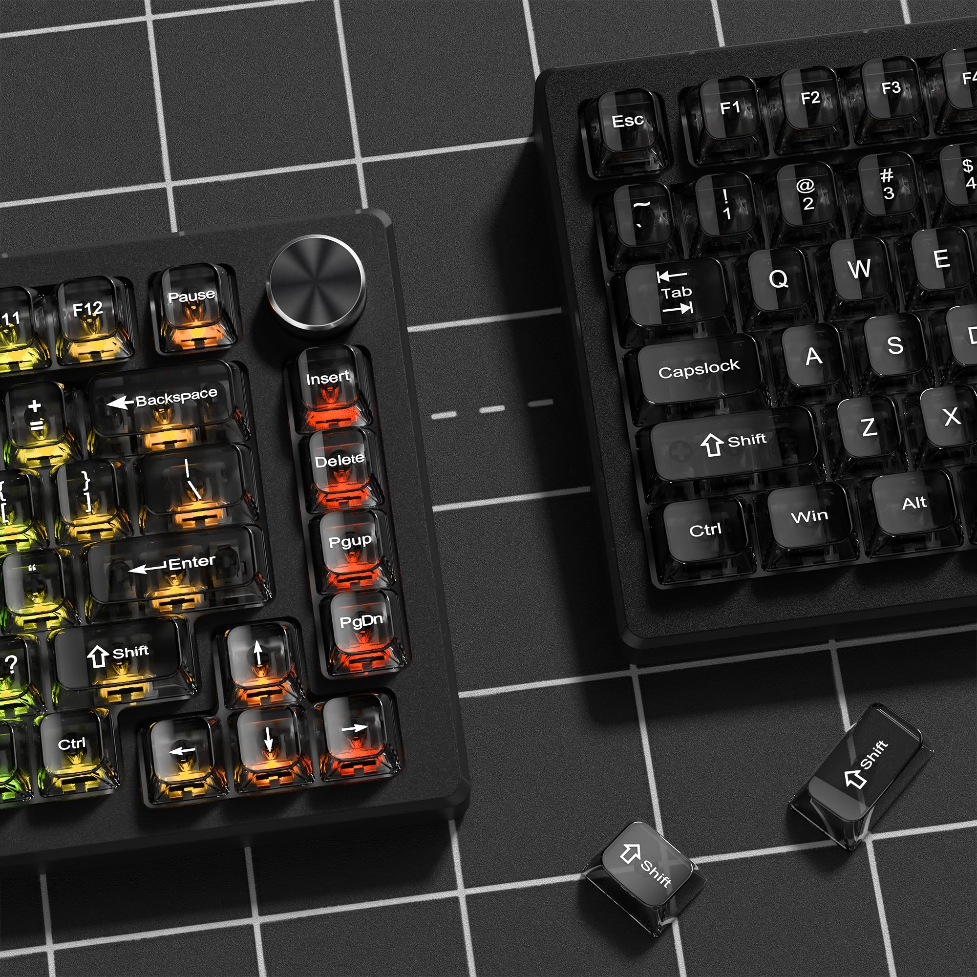 115 キー黒透明クリアキーキャップクリスタルセラミック PC キー