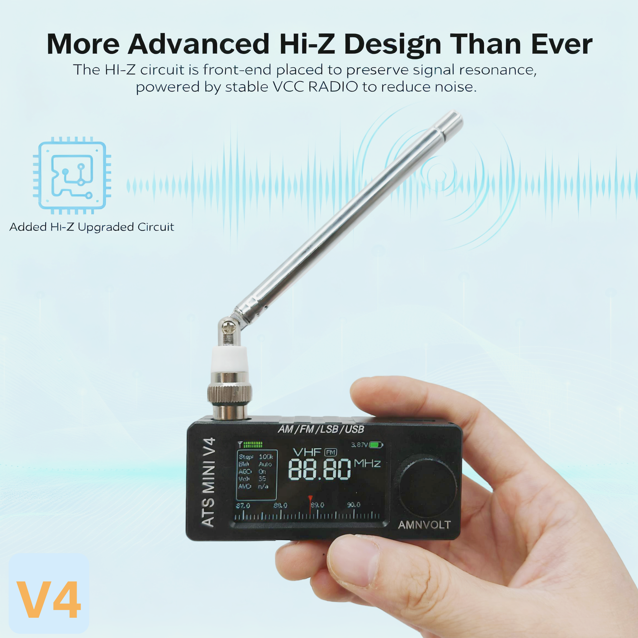 メタルシェル AMNVOLT V4 ATS MINI SI4732 DSP ラジオ 全帯域 FM AM