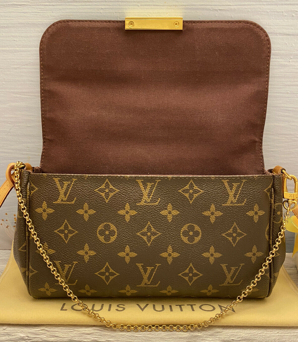 Louis Vuitton Favorite MM Monogram Chain Clutch Crossbody (DU4123