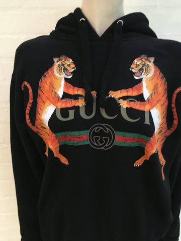 GUCCI tiger black logo sweatshirt top hoodie Size XS ladies