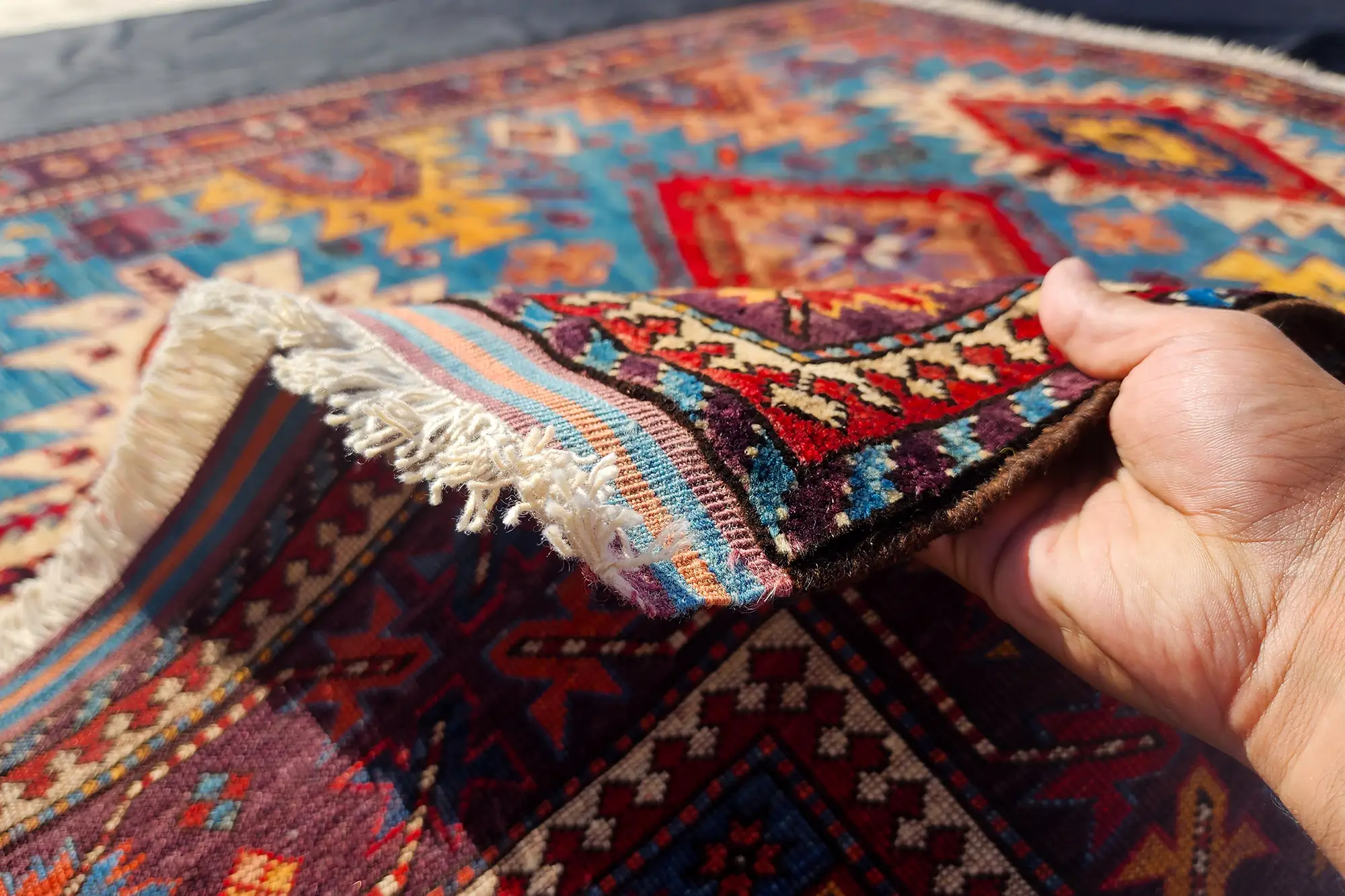 6x7 Blue Baluch Hand-knotted Wool Rug | Afghanu.com