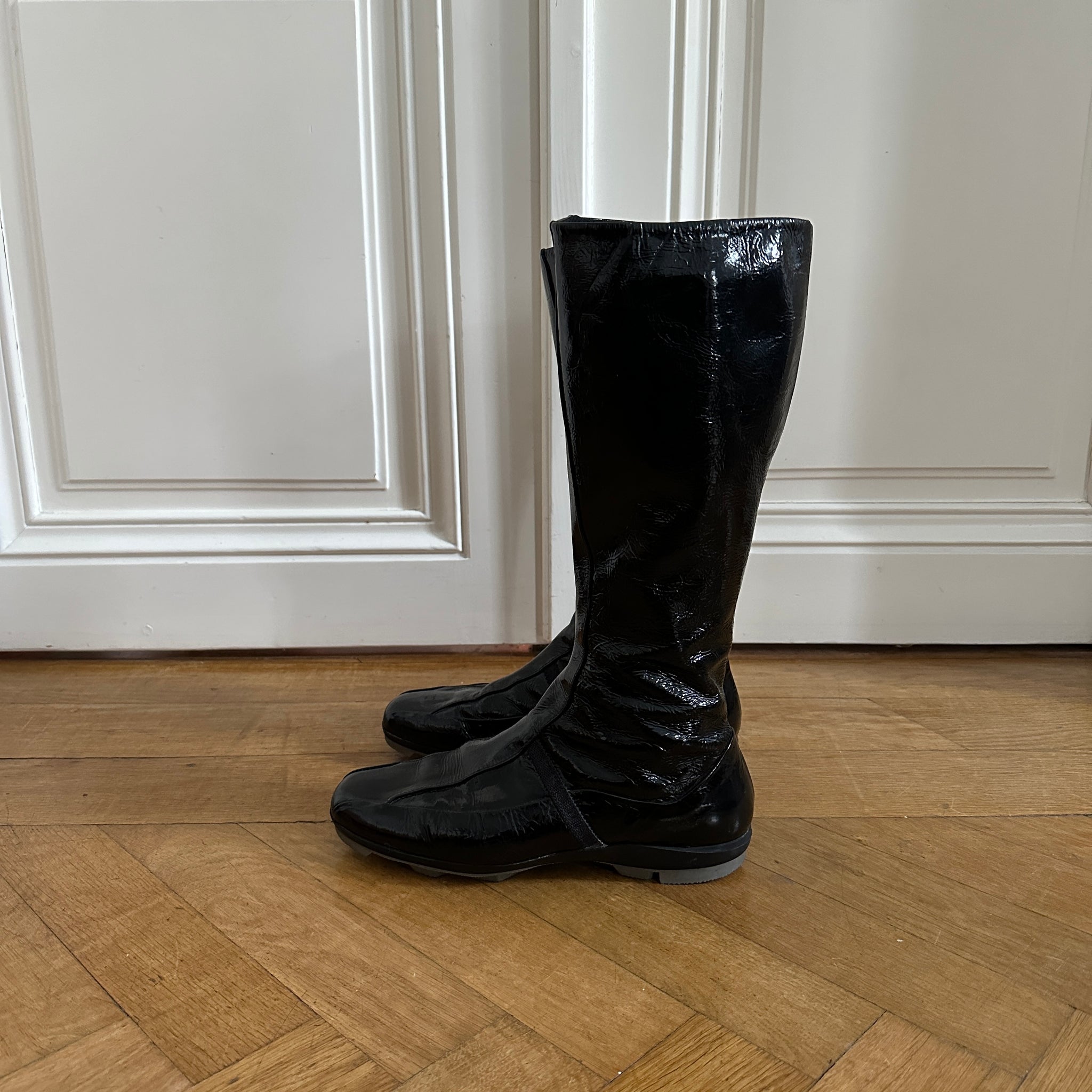 Prada Sport 90s Patent Leather High Boots - Ākaibu Store