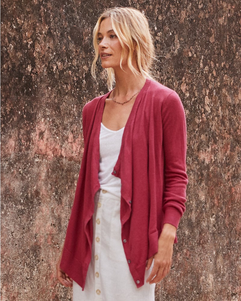 Easy Linen Drape-Front Cardigan | Garnet Hill
