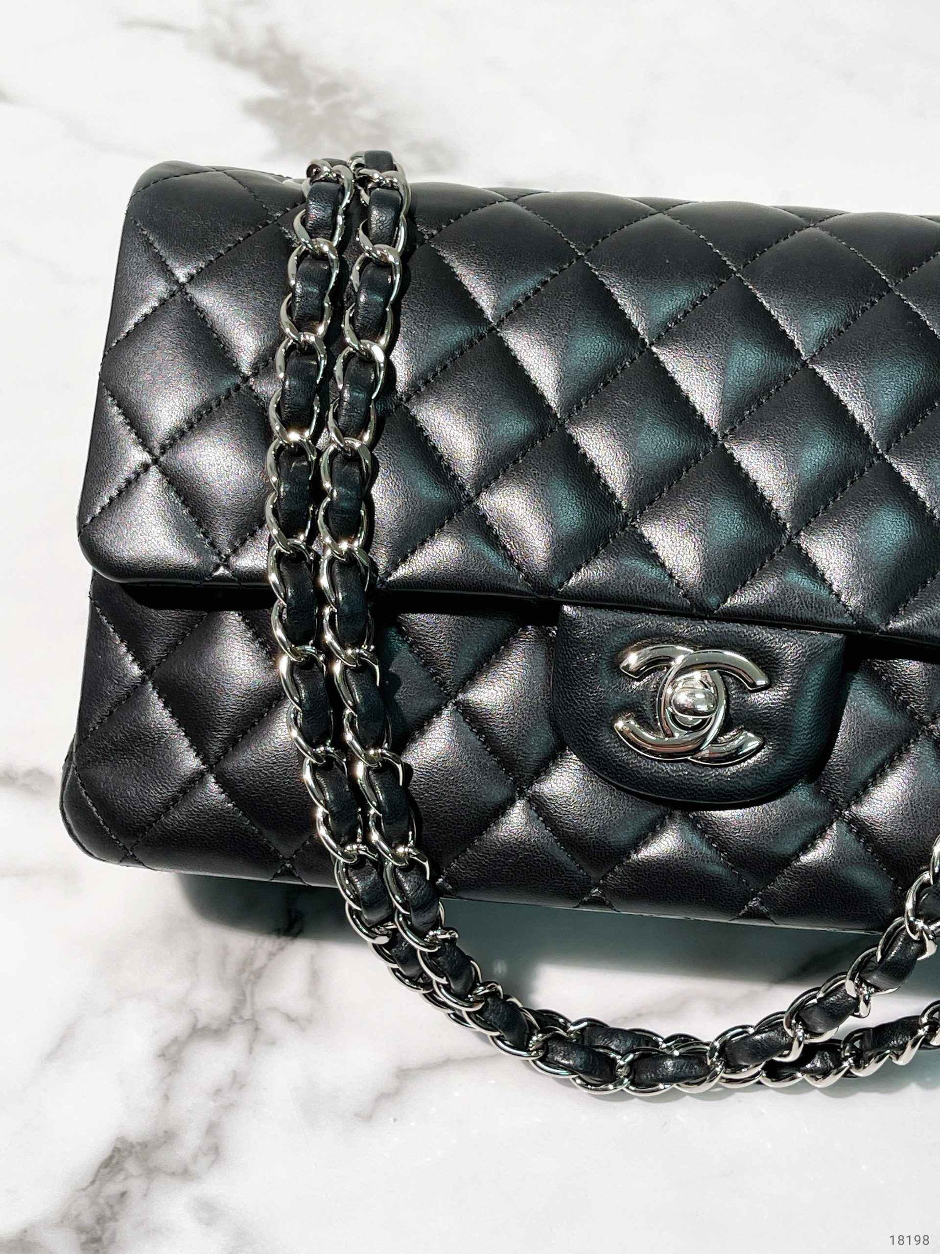 CHANEL MEDIUM CLASSIC FLAP, Black/Silver - AHLi - Melbourne Second