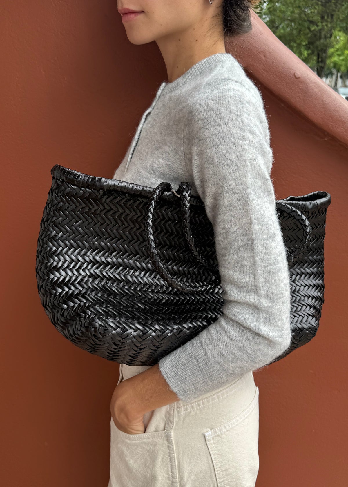 Large Bamboo Basket Bag, Black | Dragon Diffusion | Aimé London