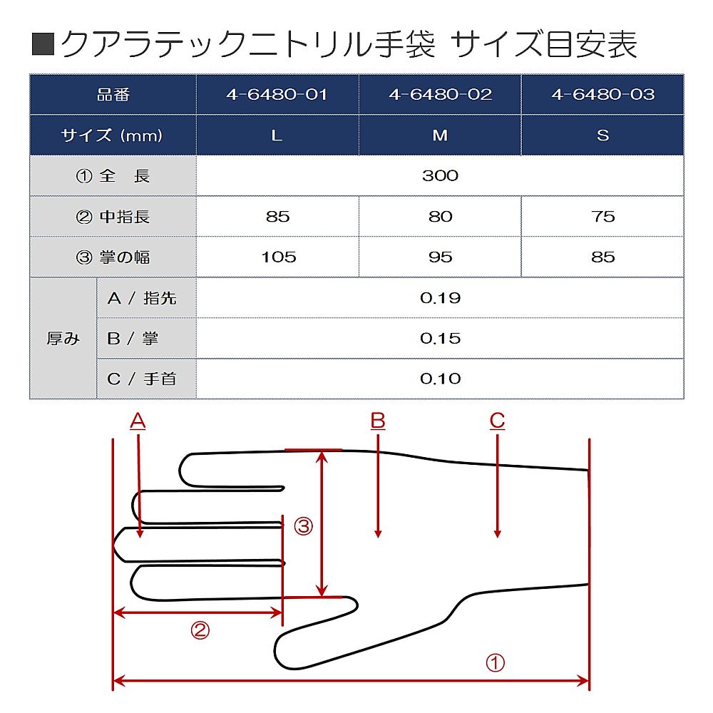 4-6480-01 クアラテックニトリル手袋（パウダーフリー）L 1箱（50枚入