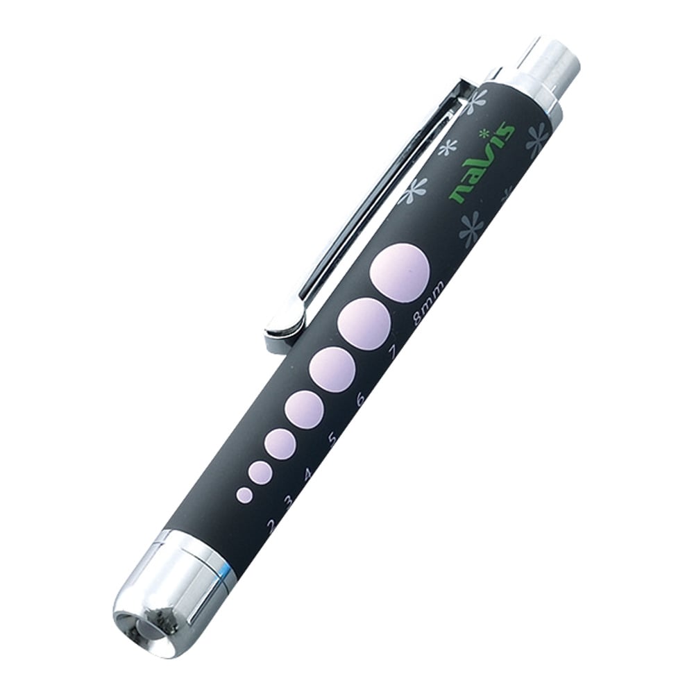 8-9554-01 ラバー調ソフトLEDペンライト(ショート) ブラック×ピンク