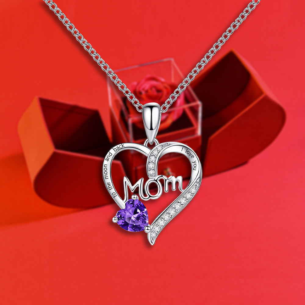 Love U Mom Necklace Forever Rose Apple Jewelry Box Mother's Day