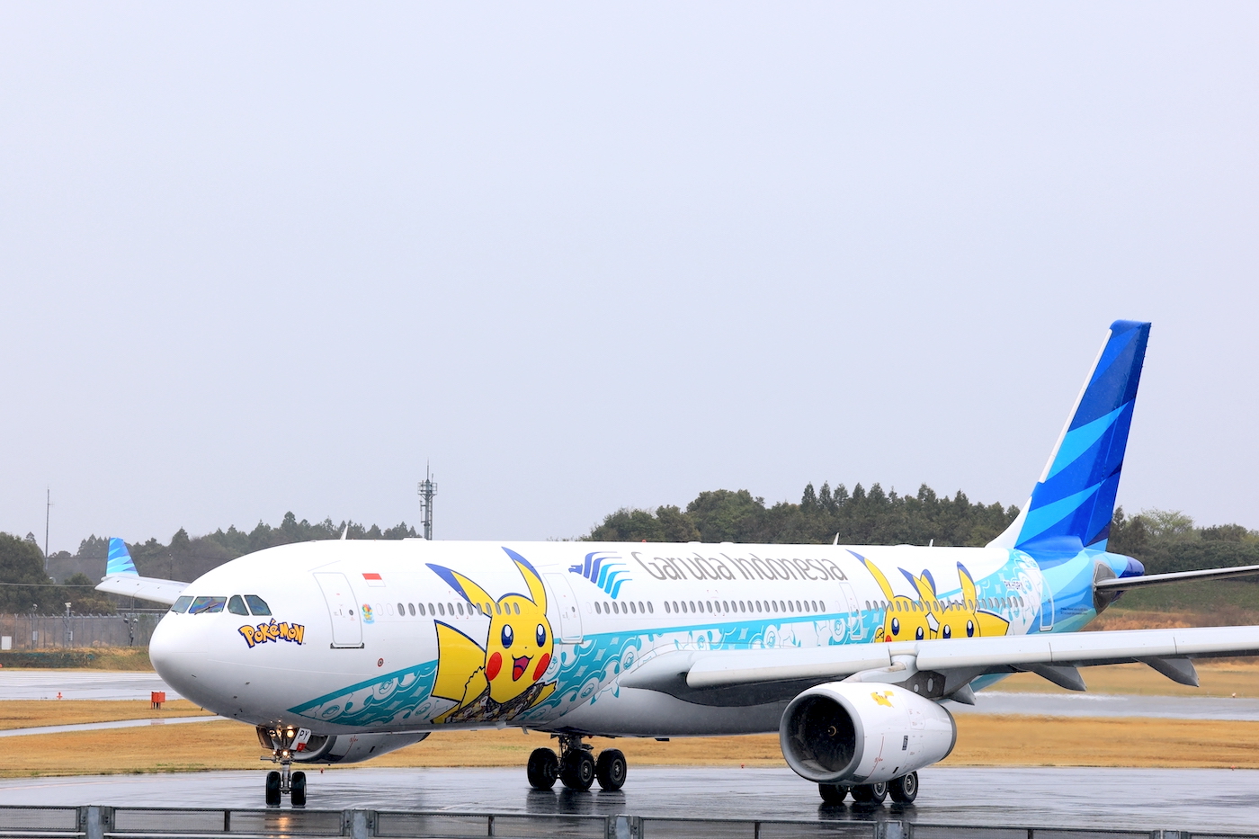 ガルーダ・インドネシア航空のピカチュウジェットGA2、成田空港に初