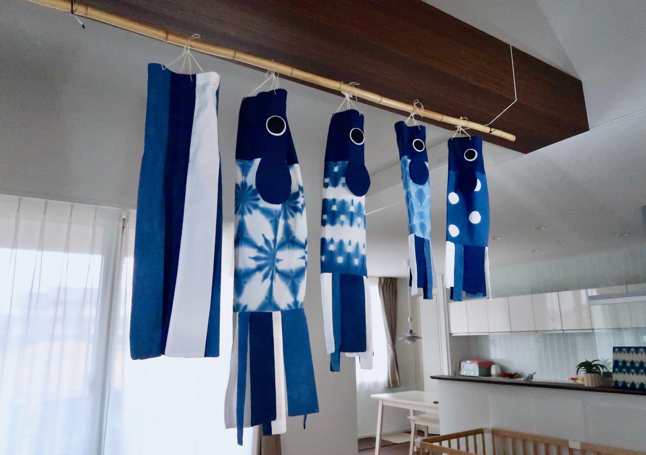 完売しました❗️2021年分《受注生産》手染め 藍染め鯉のぼり4点セット