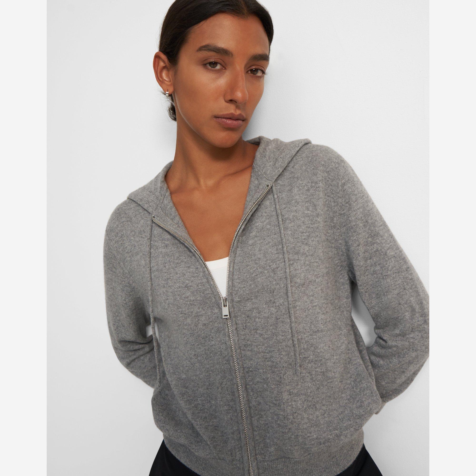 Grey Cashmere Zip Hoodie | Theory
