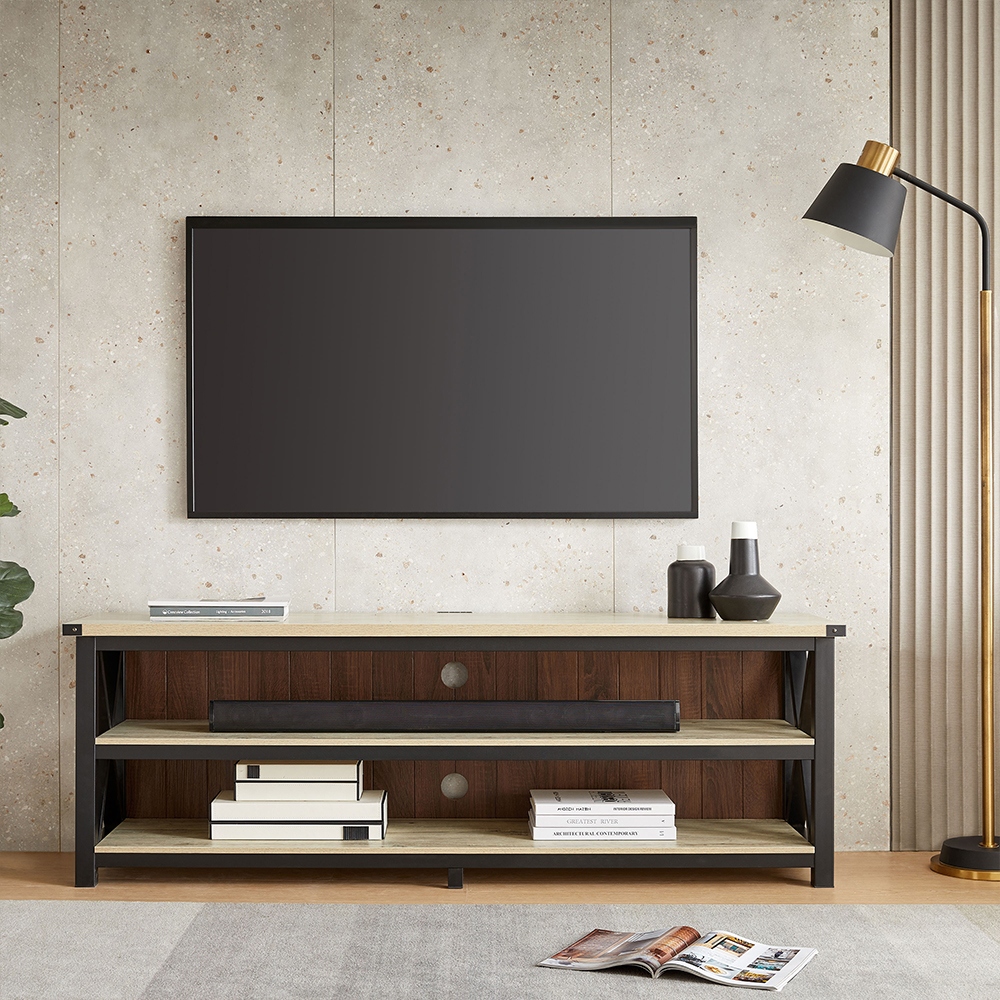 Stanford 62undefined TV Stand with LED Lights and Unfold Assembly