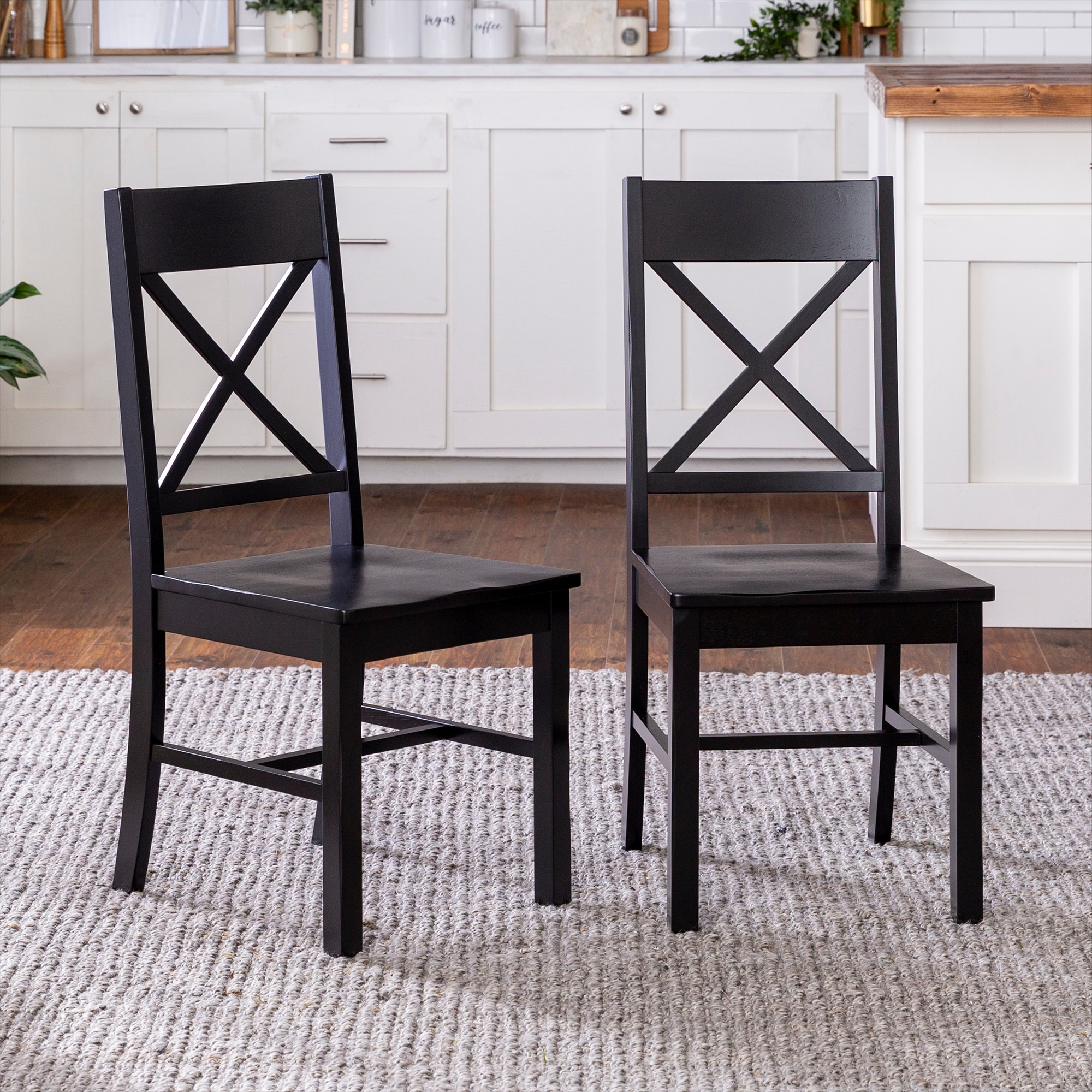 Walker Edison Antique X-Back Dining Side Chairs (Set of 2