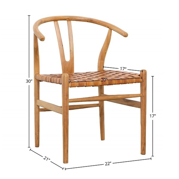 Bunker Leather and Teak Dining Chair - Bed Bath & Beyond - 40109237